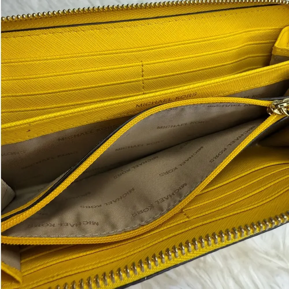 Michael Kors Mustard Yellow Zip Around Wallet